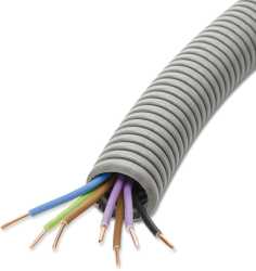 Panzerrohr vorverdrahtet FXPR 25 grau mit Ye 7x1,5 (sw,bl,g/g,2xbr,2xvio) 50m 