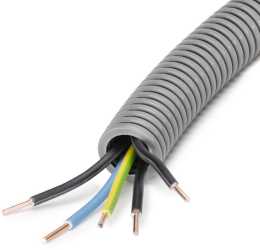 Panzerrohr vorverdrahtet FXPR 20 grau mit Ye 5x2,5 3xsw,bl,g/g A 