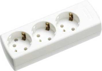 Tischverteiler ohne Kabel 3-fach reinweiß 45° gedreht 