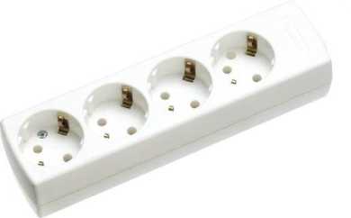 Tischverteiler ohne Kabel 4-fach reinweiß 45° gedreht 