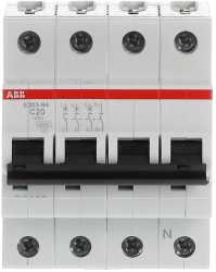 LS-Schutzschalter 4-polig 6kA /10kA C-Char 20A 4TE 