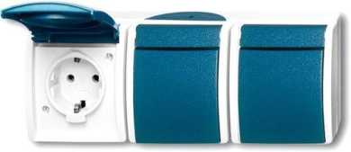 Aufputz Steckdose waagerecht 3-fach mit Klappdeckel 