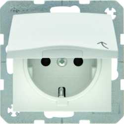 SCHUKO-Steckdose mit Klappdeckel S.1/B.1/B.3/B.7 - polarweiß/ matt 