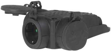 Hängekupplung 3-fach Gummi mit Verschlußdeckel schwarz 