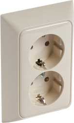 Steckdose (SK) 2-fach senkrecht volle Platte Creo mandelweiß 