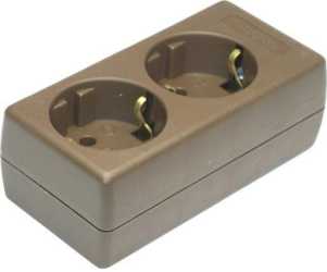 Tischverteiler ohne Kabel 2-fach braun 