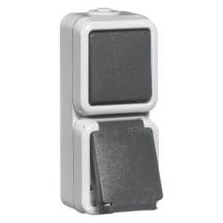 Kombination Wechselschalter und Steckdose SCHUKO grau 