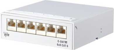 Aufputzverteiler Patchpanel E-DAT C6 6x8 Kat.6 lichtgrau 