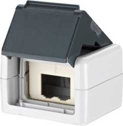 Anschlussdose mit Schutzklappe 2 Port E-DAT modul IP44 AP-Gehäuse unbestückt 