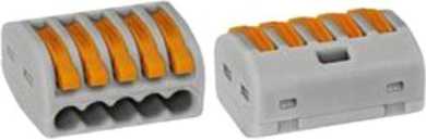 Verbindungsklemme 5-Leiter-Klemme mit Betätigungshebeln grau 