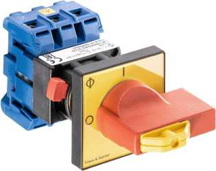 Hauptschalter 3polig Zentralbefestigung Sperrvorrichtung rot-gelb 