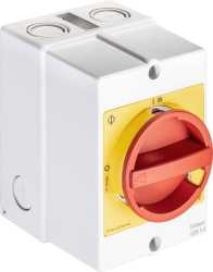 Hauptschalter 3-polig AP-Gehäuse IP66/67 Sperrvorrichtung rot-gelb 