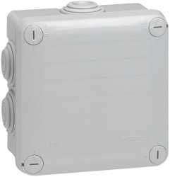 Feuchtraum - Abzweigkasten 105 x 105 x 55 7 Eingänge grau 