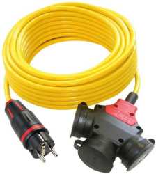 PVC-Baustellen-Verlängerungsleitung 10 m K35 3G2,5 mit 3-f Vollg.-Hängekupplung 