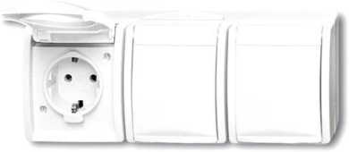 Aufputz Steckdose waagerecht 3-fach mit Klappdeckel 