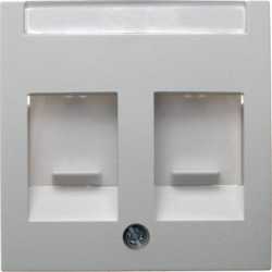 Zentralstück mit Staubschutzschiebern und Beschriftungsfeld Glas weiß 