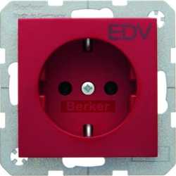 SCHUKO-Steckdose mit Aufdruck S.1/B.3/B.7 - rot/ glänzend 