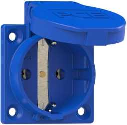 Schutzkontaktsteckdose nat 50x50 IP54 rückw. blau 
