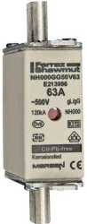 NH-Sicherung gG Gr.000 500VAC/250VDC 20A mit spannungsführenden Grifflaschen 