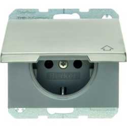 SCHUKO-Steckdose mit Klappdeckel K.5 - Edelstahl/ Rostfrei 