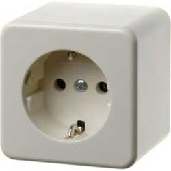 SCHUKO-Steckdose Aufputz - weiß/ glänzend 