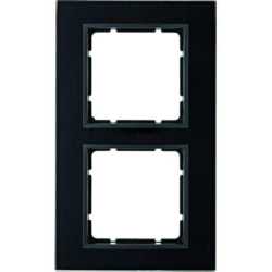 Abdeckrahmen 2-fach B.7 Glas / schwarz senk - und waagrecht 