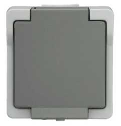 Feuchtraum Steckdose 2 polig grau 