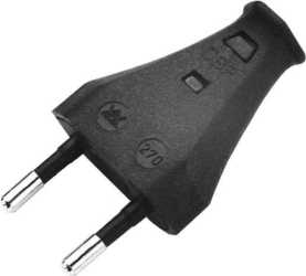 Euro – Stecker ohne Schutzkontakt schwarz 