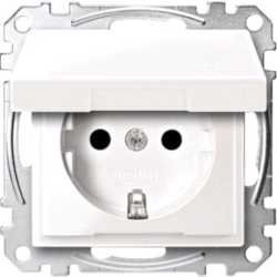 SCHUKO-Steckdose mit Klappd. BRS Steckklemmen polarweiß 