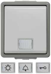 DELTA fläche IP44 AP dunkelgrau/hellgrau Taster 10A 250V 66x75mm 