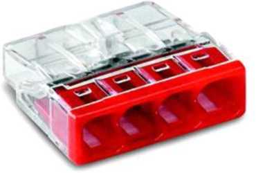 4-Leiter Verbindungsdosenklemme COMPACT 0,5 -2,5 mm² transparent/rot 