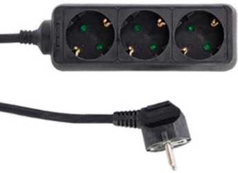 Tischverteiler 3-fach erhöh. Berührungsschutz 1,4 m schwarz 