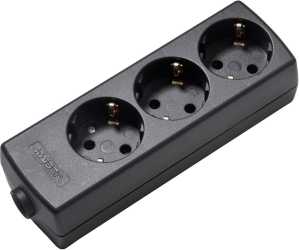 Tischverteiler ohne Kabel 3-fach schwarz 45° gedreht 