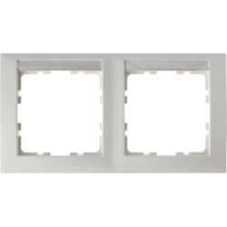 2-fach Rahmen mit Beschriftungsfeld S.1 - polarweiß/ matt - waagrecht 