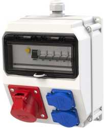 Kunstsoff Wandverteiler LOFER7 1 x CEE 2 x Schuko 3 LS 1 x Fi 