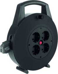 Kabelbox 10 m 3x1,5 mm² 4 Schuko mit Thermoschutz schwarz 