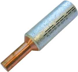 Al-Cu-Pressverbinder 50 / 70 mm² blank DIN48201 mit CU-Bolzen 