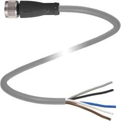 Kabeldose M12 gerade Bauform 5-polig 5 m PVC Kabel offenes Ende 