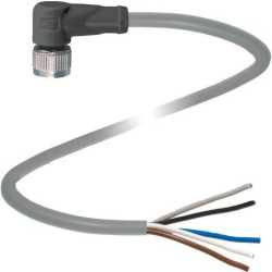 Kabeldose M12 gewinkelte Bauform 5-polig 5 m PVC Kabel offenes Ende 