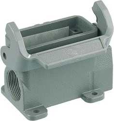 Han 10 A Sockelgehäuse seitl. Kabelausgang Zinkdruckguss Längsbügel 