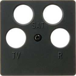 Zentralplatte für Antennen-Steckdose 4-Loch anthrazit matt/samt 