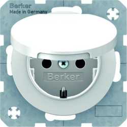 Steckdose SCHUKO mit Klappdeckel R.1/R.3 polarweiß glänzend 