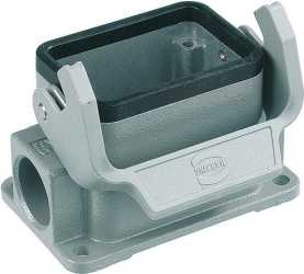 Sockelgehäuse Han 6B niedrige Bauform Kabeleingang 2xM20 seitlich 