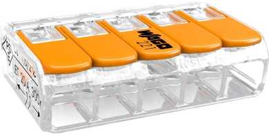 5-Leiter Verbindungsdosenklemme COMPACT 0,2 - 4 mm² transparent/orange 