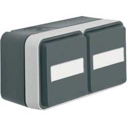 Steckdose SCHUKO 2-fach waagerecht mit Klappdeckel AP 