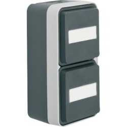 Steckdose SCHUKO 2-fach senkrecht mit Klappdeckel AP 