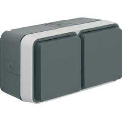 Steckdose SCHUKO 2-fach waagerecht mit Klappdeckel AP 