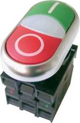 Doppeldrucktaster 1S+1Ö + LED 85-264VAC mit Schraubanschluss 