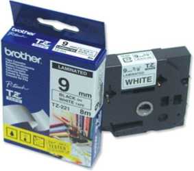 Schriftbandkassette TZe221 Bandfarbe weiß, Schriftfarbe schwarz, 9 mm 