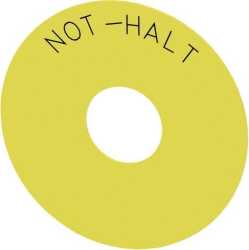 Unterlegschild Not-Halt-Pilzdrucktaster GELB Beschriftung: Not-Halt 